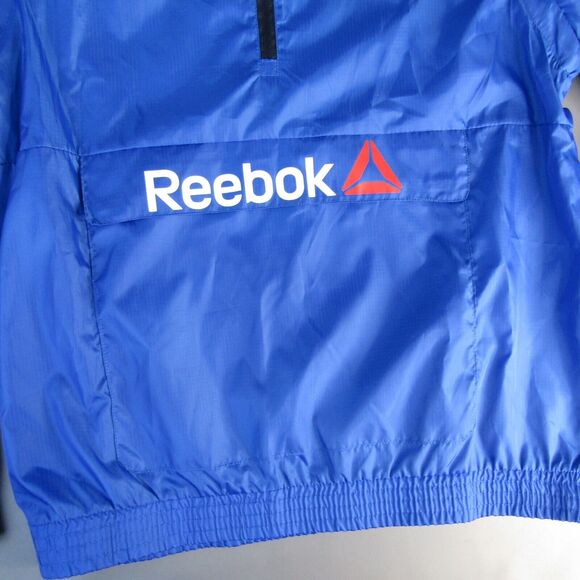 Reebok Pullover Windbreaker Jacket Women's Size 2XL Blue XXL Spell Out Logo Coat - Picture 2 of 7